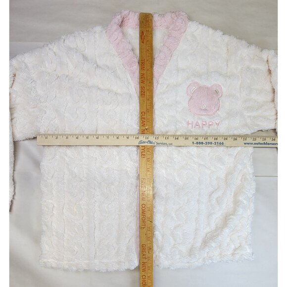 Pajama Lounge Set Soft Pink White Button Top Happy Bear Womens Large New In Bag - Picture 6 of 12